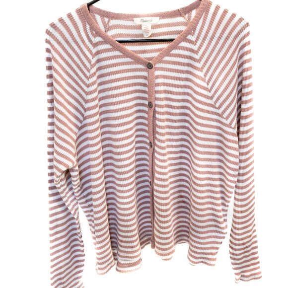 Madewell Striped Featherweight Waffle Knit Top Women's Size Medium - Picture 1 of 8